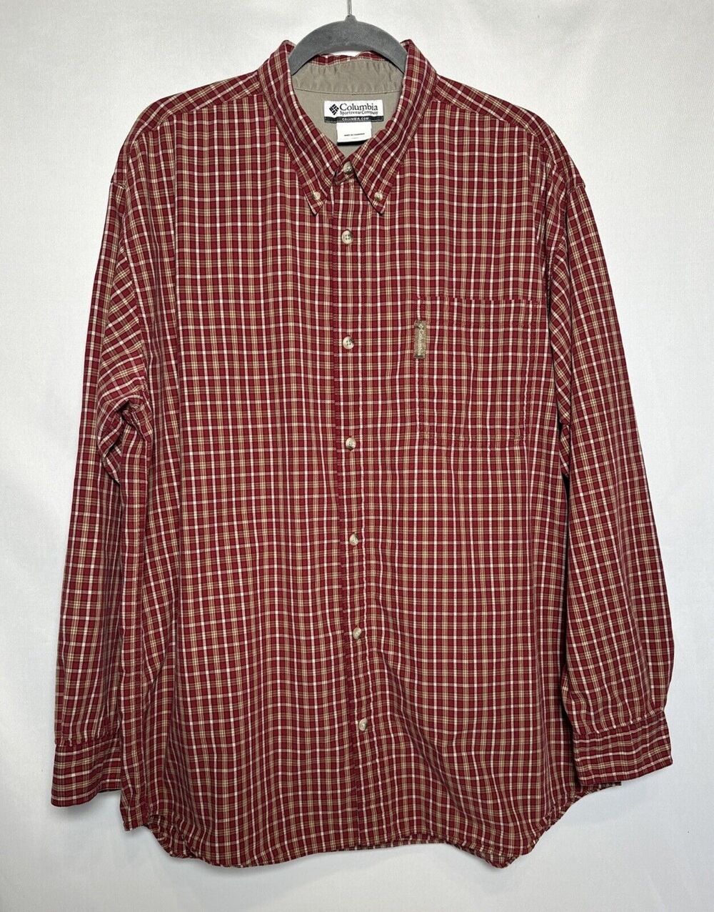 Columbia Shirt Men's XL Red Rover Plaid Griswold Pass Collared Button Down